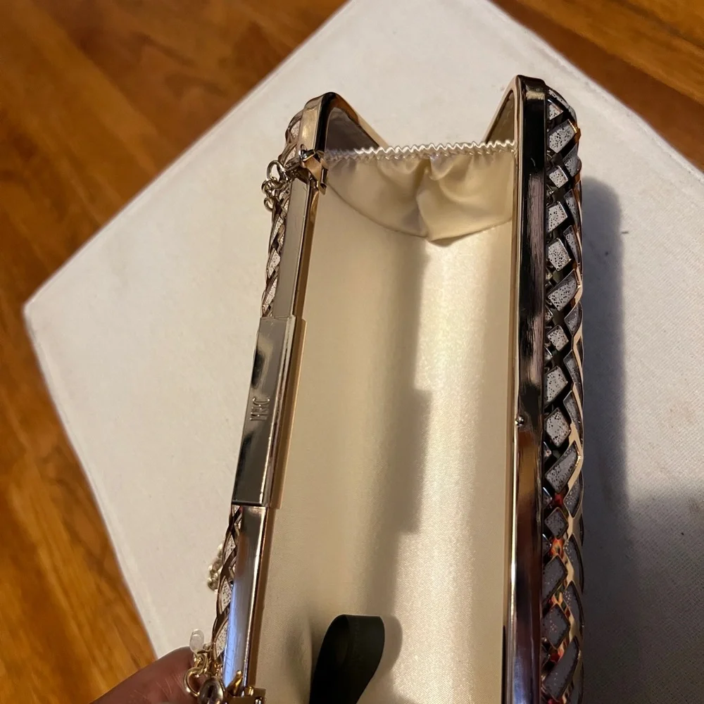 INC International Concepts Gold Geometric Clutch - Picture 4 of 7
